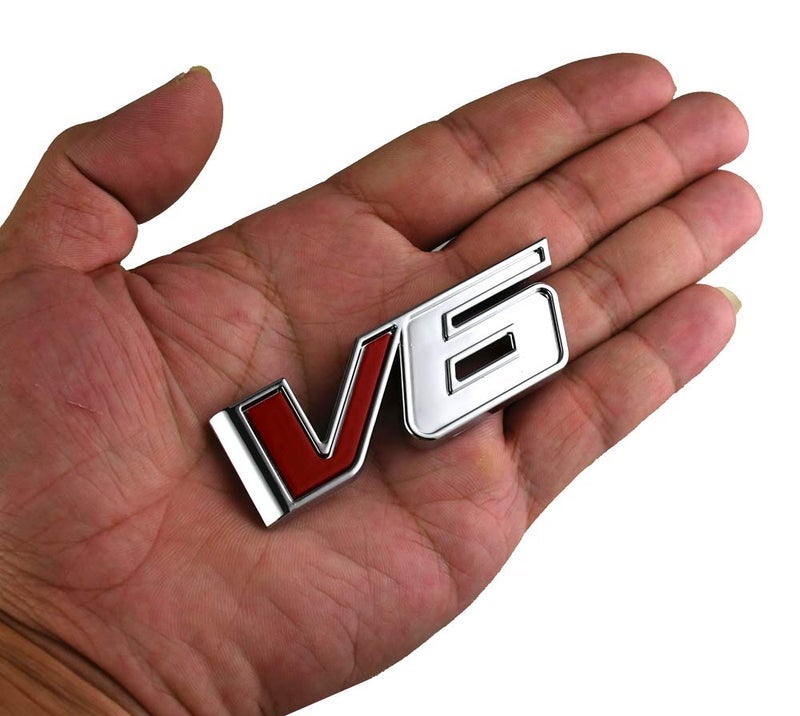 CDD 1pcs V6 Emblem 3D Badge Truck Nameplate Sticker Decal Replacement for 17-21 Canyon Colorado (ChromeRed) - Image 1